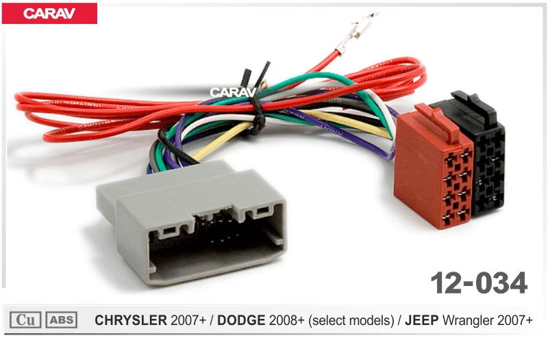 Переходник для магнитол ISO (CARAV 12-034) Chrysler, Jeep Wrangler 2007+, Dodge
