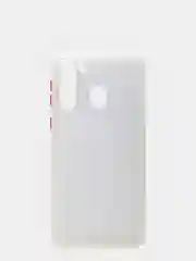 Белый чехол для Samsung A21 2020/A215F, пластиковый прозрачный матовый, стенка с бампером