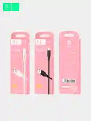 Черный кабель Denmen D01 microUSB, Type-C, Lightning быстрая зарядка, 1 м