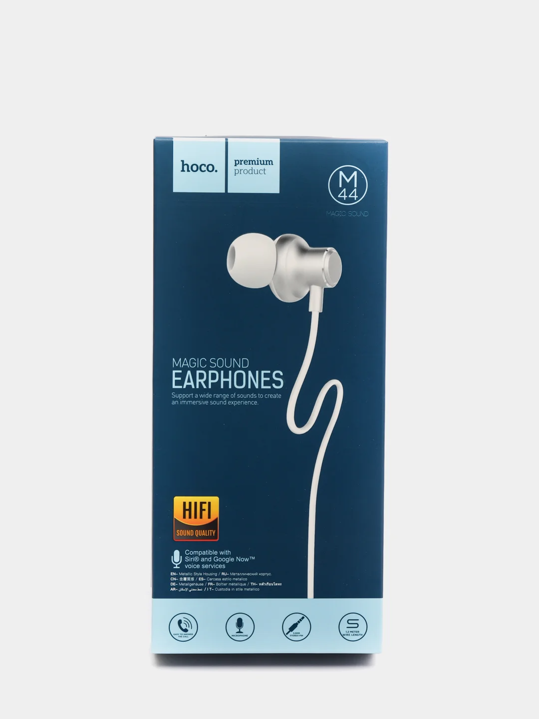 Серебряный наушники с микрофоном Hoco M44, 3,5 мм Jack