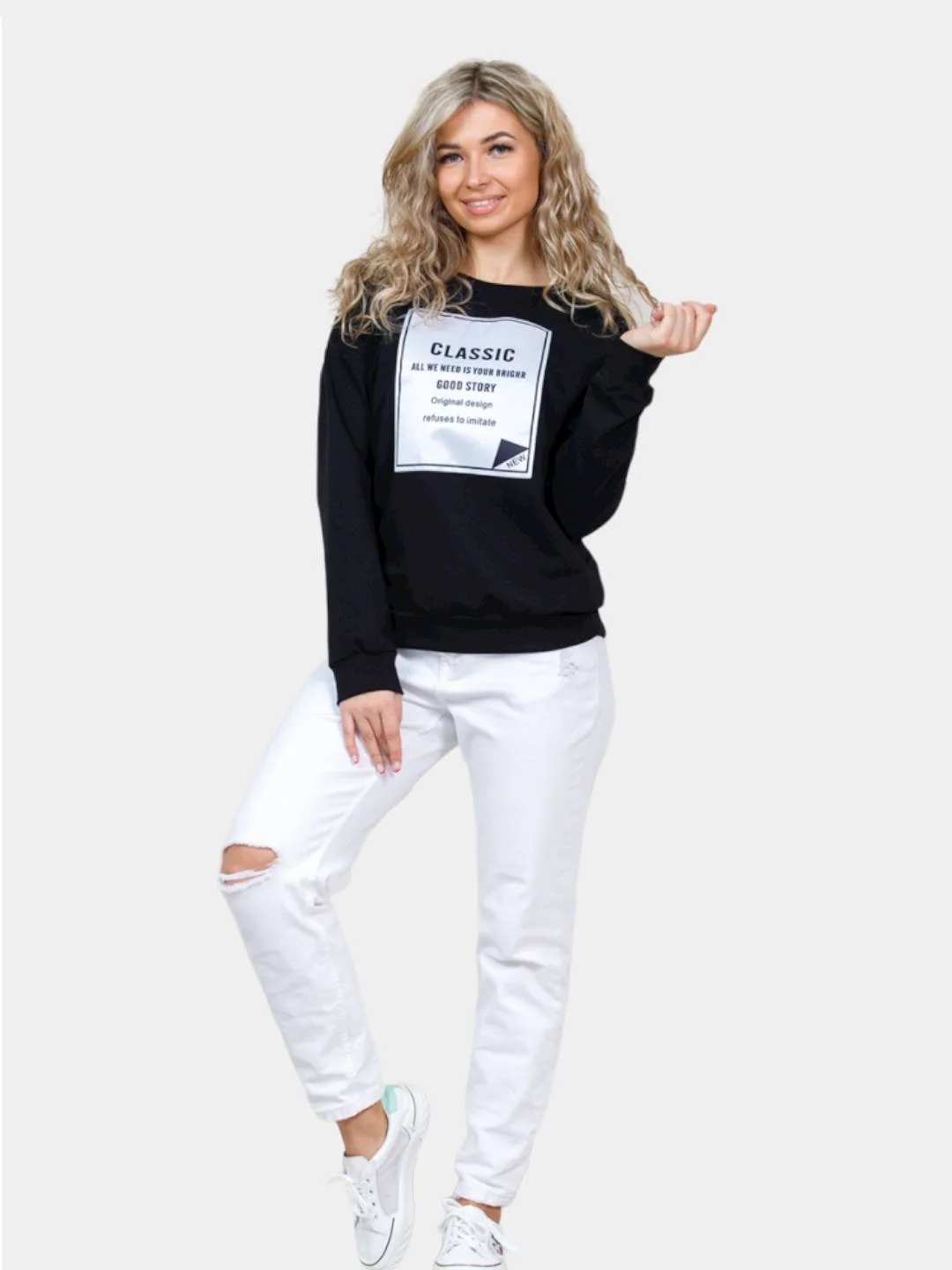 Черный свитшот женский Молния lovetex.store