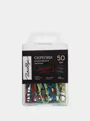 Скрепки канцелярские GLOBUS, пластиковый бокс, 50 мм, цветные, 40 штук