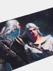 Серый игровой коврик для мыши и клавиатуры "Ведьмак" The Witcher Геральт