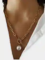 Женская цепочка на шею с подвеской из искусственного жемчуга