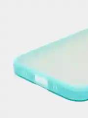 Бирюзовый матовый чехол на айфон 11, 12, 13, 14, Pro, 11 Pro Max, 12 Pro Max с цветными кнопками