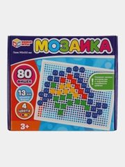 Мозаика пластиковая, поле 195 х 155 мм, 80 фишек, 4 цвета