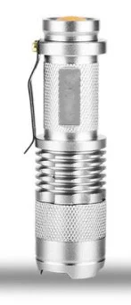 Серебряный компактный карманный фонарь SIPIK SK-68 zoomab CREE Q5 LED