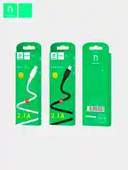 Белый кабель Denmen D23 microUSB, Type-C, Lightning, быстрая зарядка, 2.1 А, 2м