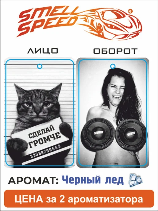 Аметистовый ароматизатор воздуха для авто "Smell Speed" картонный. Серия Кот