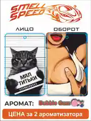 Бежевый ароматизатор воздуха для авто "Smell Speed" картонный. Серия Кот