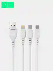 Сетевое зарядное устройство Denmen DC02 с проводом Type-C, microUSB, Lightning, 2.4 A
