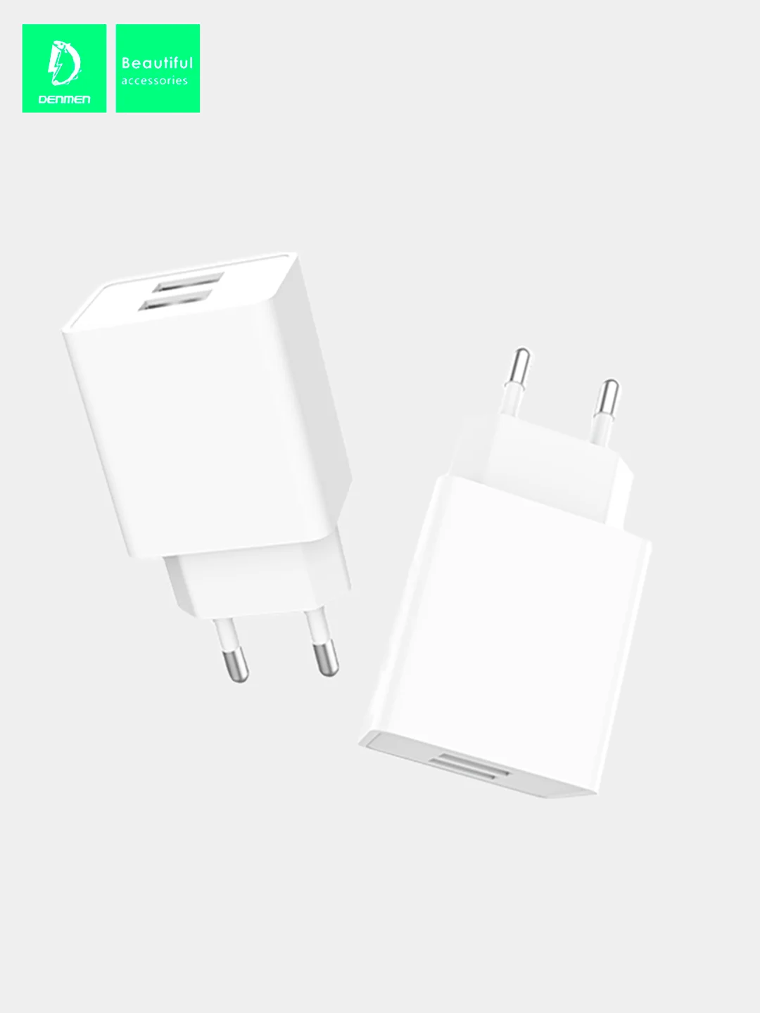 Сетевое зарядное устройство Denmen DC02 с проводом Type-C, microUSB, Lightning, 2.4 A