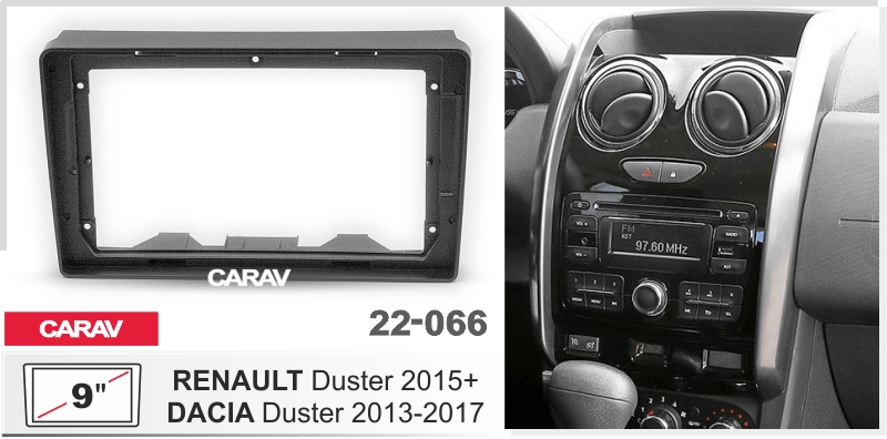 Переходная рамка 2DIN для Renault Duster 2015, Lada Largus 2021, 9 дюймов, 22-066