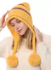 Желтый шапка женская с помпонами