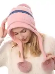 Розовый шапка женская с помпонами
