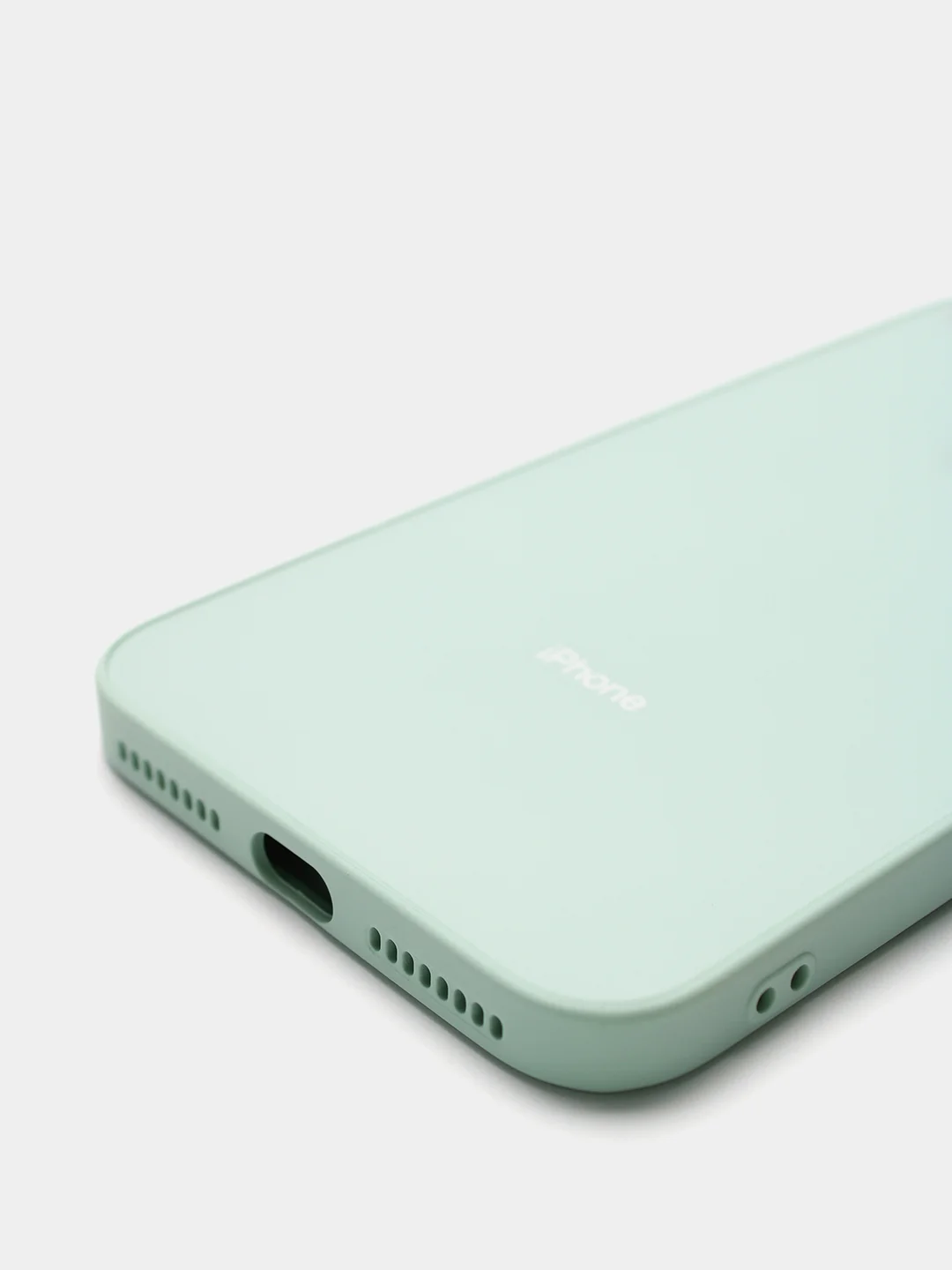 Мятный чехол силиконовый со стеклянной панелью для iPhone 7 Plus / iPhone 8 Plus