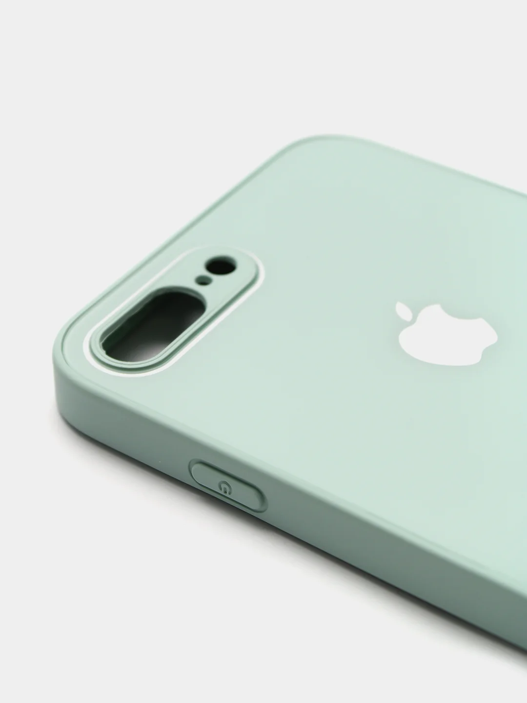 Мятный чехол силиконовый со стеклянной панелью для iPhone 7 Plus / iPhone 8 Plus