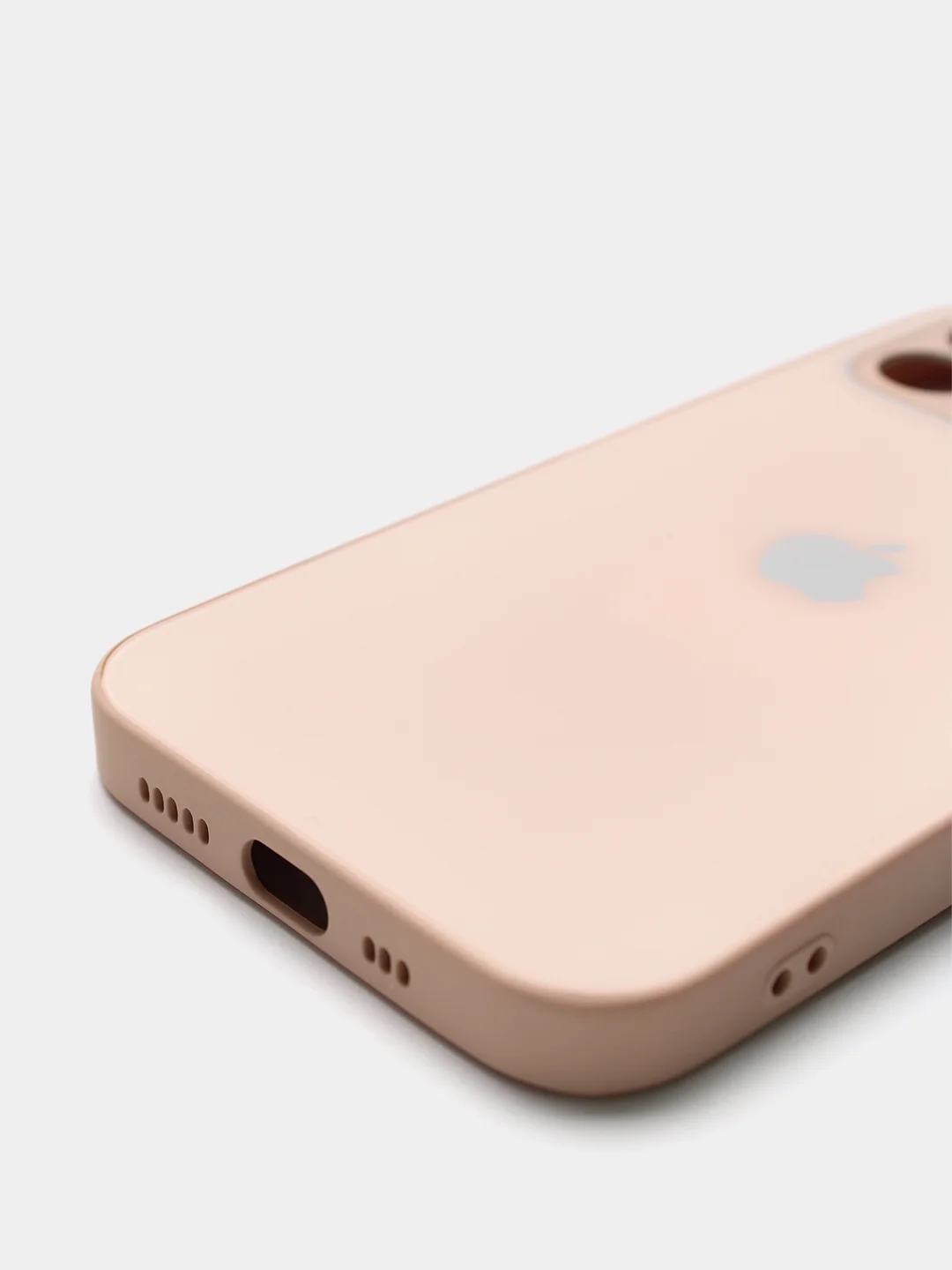 Кремовый силиконовый чехол для iPhone 12, со стеклянной панелью