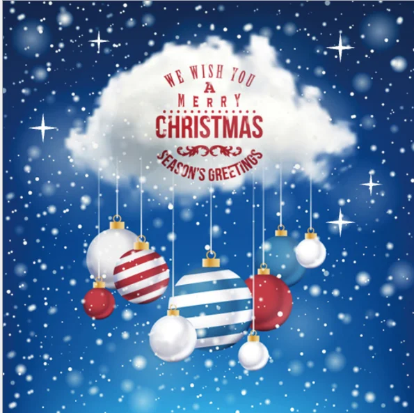 Синий статические новогодние наклейки на окна "Merry Christmas"