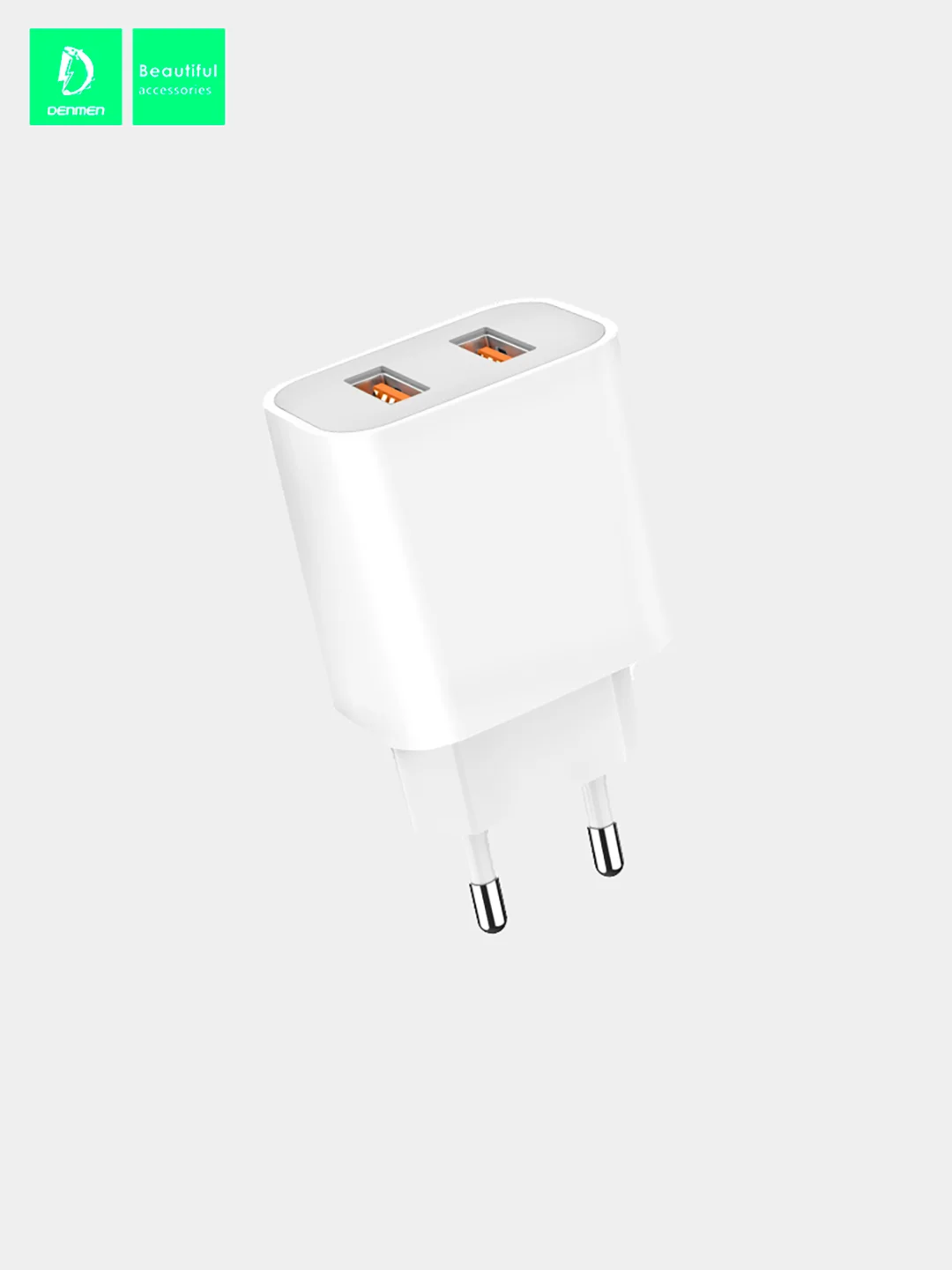 Сетевое зарядное устройство Denmen DC05, 2.4 A, 2 USB порта, White