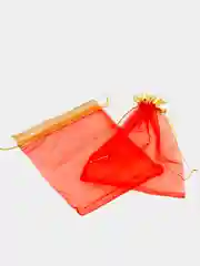 Алый мешочки 3шт 20*30см Органза с золотой каймой. Упаковка новогодних подарков