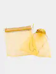 Золотой мешочки 3шт 20*30см Органза с золотой каймой. Упаковка новогодних подарков