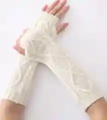 Белый перчатки женские вязаные с узором без пальцев