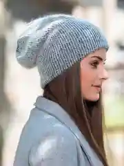 Серый шапка женская зимняя шерстяная, ангорка