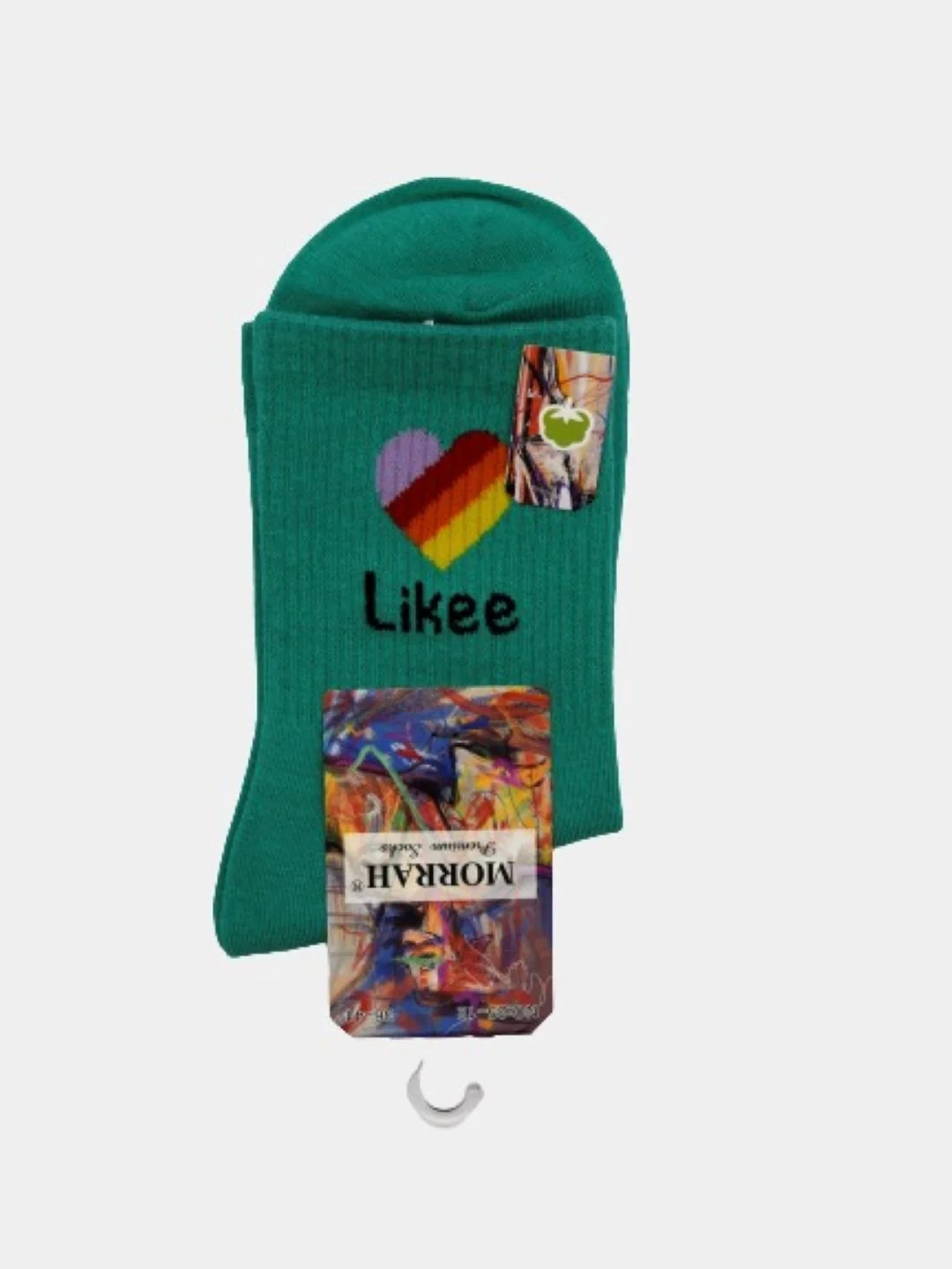 Бирюзовый носки женские, плотные, высокие, с ярким принтом Likee, Morrah