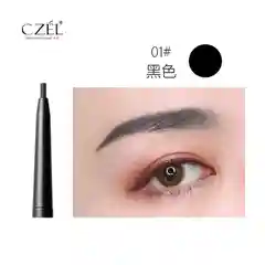 Черный ультратонкий карандаш для бровей с щёточкой CZEL