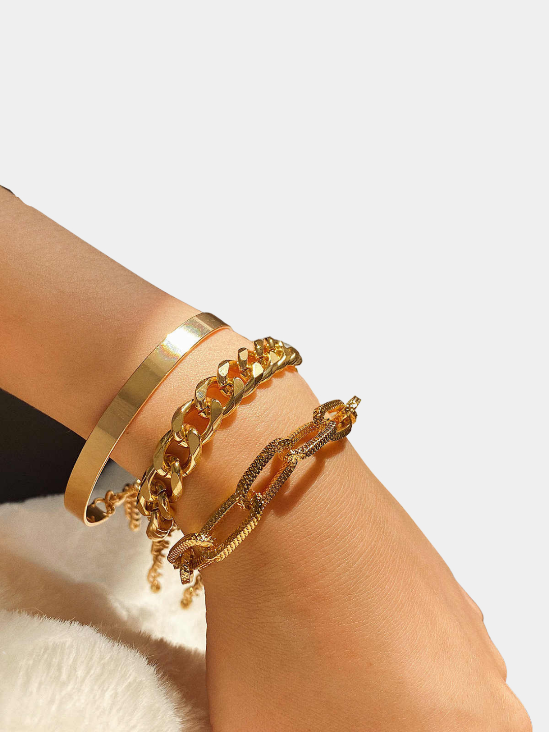 Набор браслетов - цепи, женский браслет цепочка, крупные звенья купить поцене 249 ₽ в интернет-магазине KazanExpress