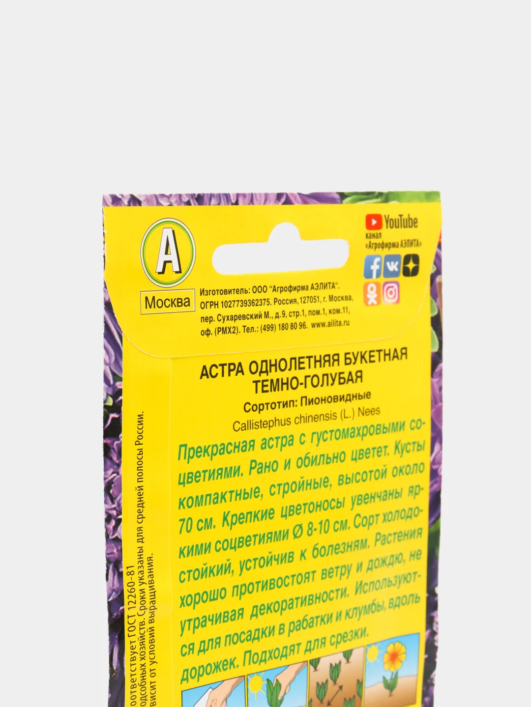 Семена Астра "Букетная", темно-голубая