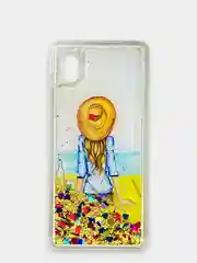 Золотой чехол Samsung Galaxy A01 Core, Галакси А01 силиконовый переливающийся жидкий с блестками