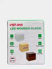 Коричневый светодиодные настольные LED часы, будильник деревянный куб VST 869