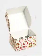 Белый коробки на 6 капкейков новогодние. 27*15*10 см.