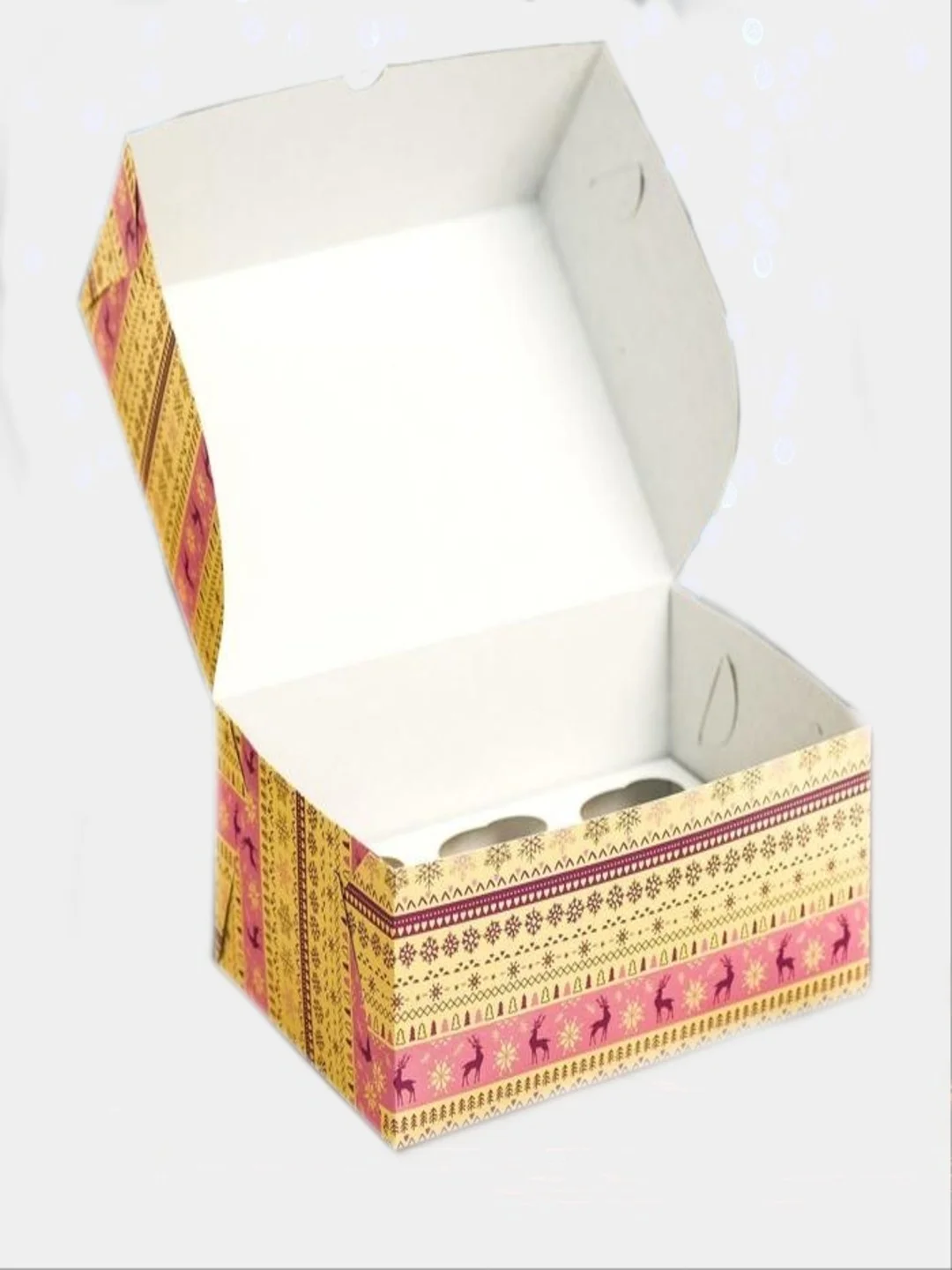 Сиреневый коробки на 6 капкейков новогодние. 27*15*10 см.
