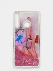Розовый чехол Honor 9C / Huawei P40 Lite E, Хонор 9С силиконовый переливающийся жидкий с блестками