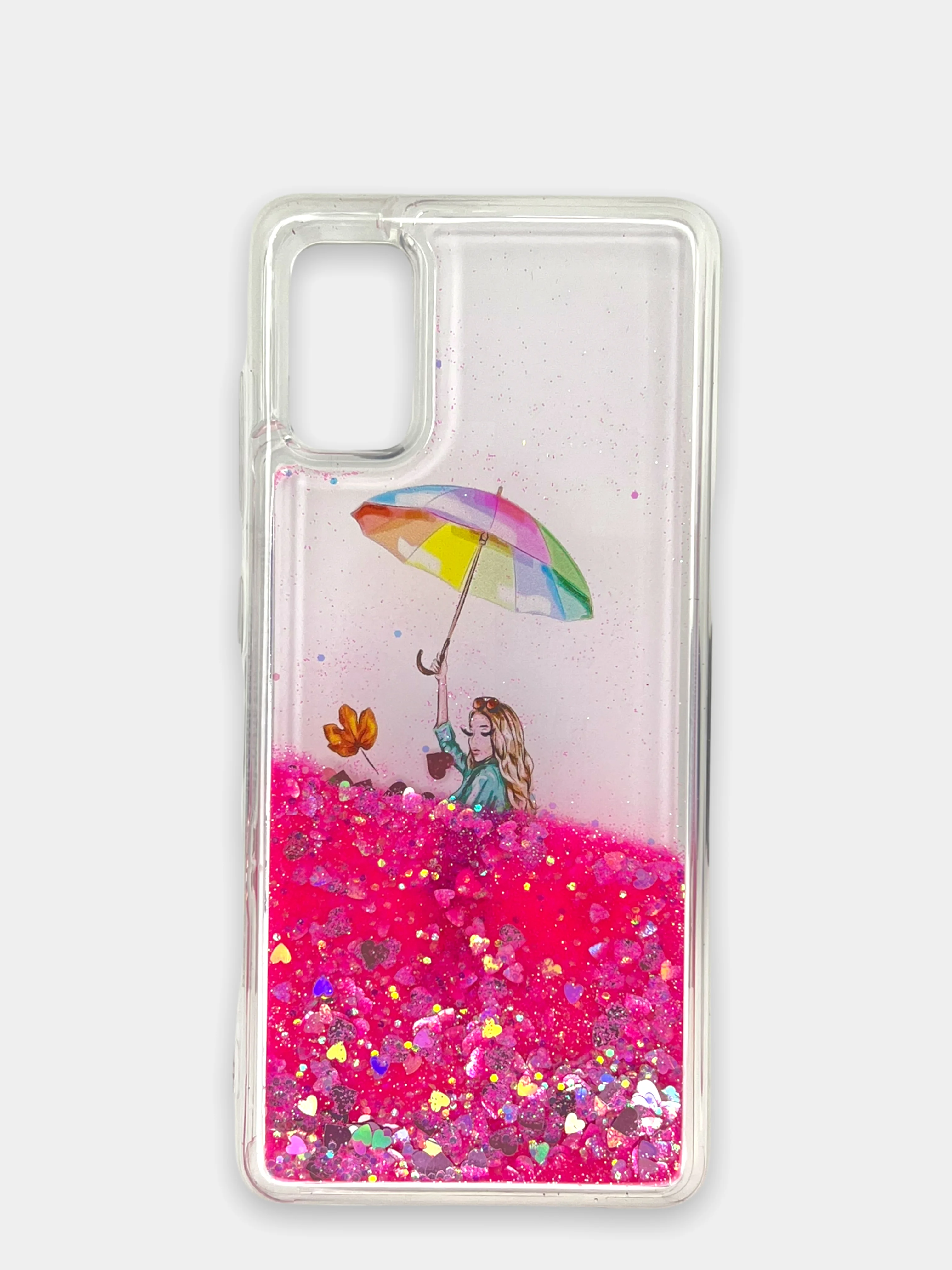 Вишнёвый чехол Samsung Galaxy A41 (Самсунг Галакси А41) чехол переливающийся жидкий с блестками