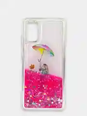 Вишнёвый чехол Samsung Galaxy A41 (Самсунг Галакси А41) чехол переливающийся жидкий с блестками