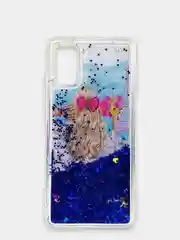 Синий чехол Samsung Galaxy A41 (Самсунг Галакси А41) чехол переливающийся жидкий с блестками