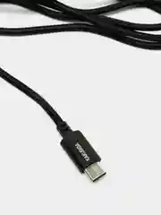 Черный кабель для быстрой зарядки и передачи данных, USB - Type-C, 3.2 А, в тканевой оплетке