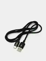 Черный кабель для быстрой зарядки и передачи данных, USB - Type-C, 3.2 А, в тканевой оплетке