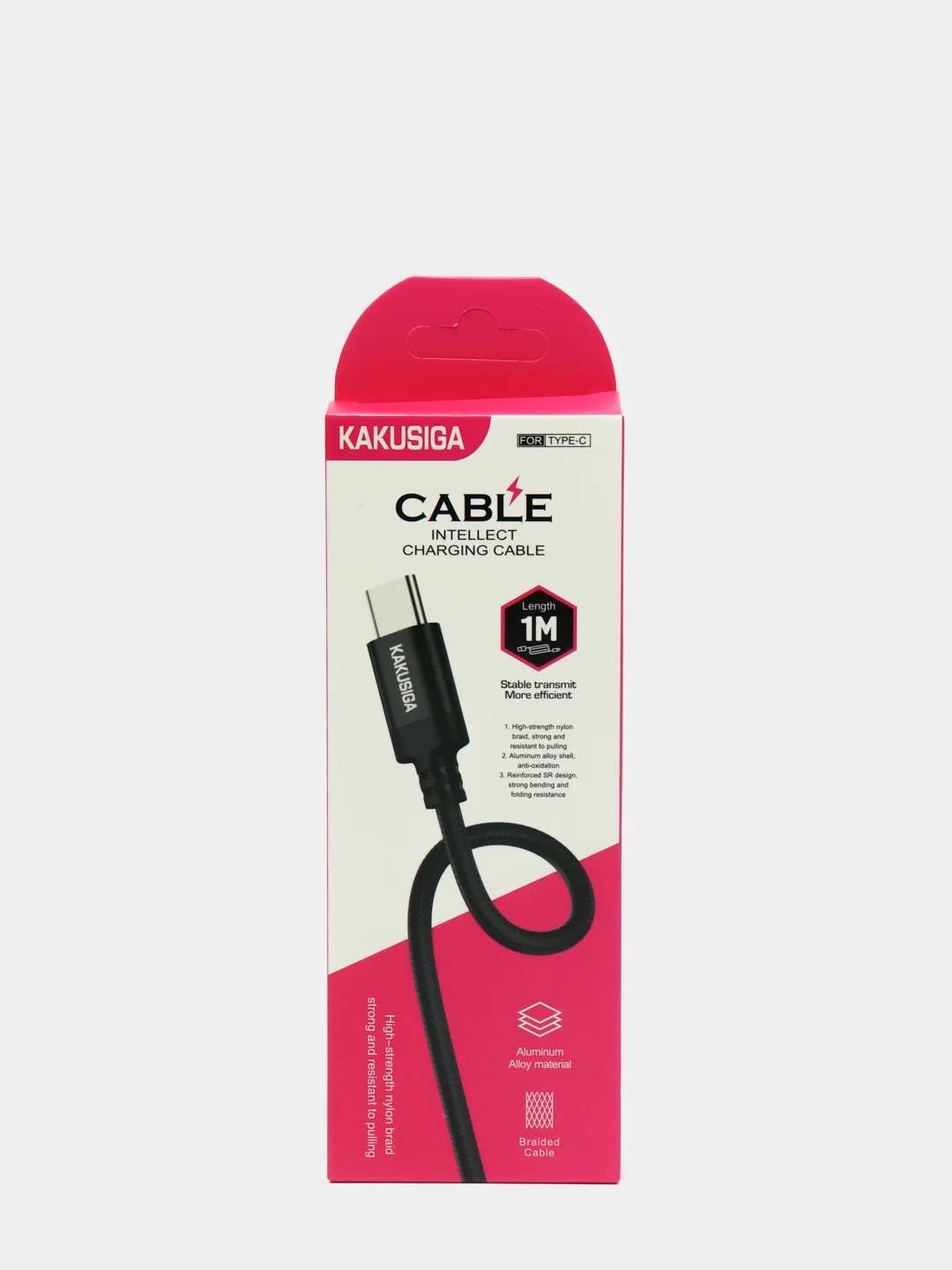 Черный кабель для быстрой зарядки и передачи данных, USB - Type-C, 3.2 А, в тканевой оплетке
