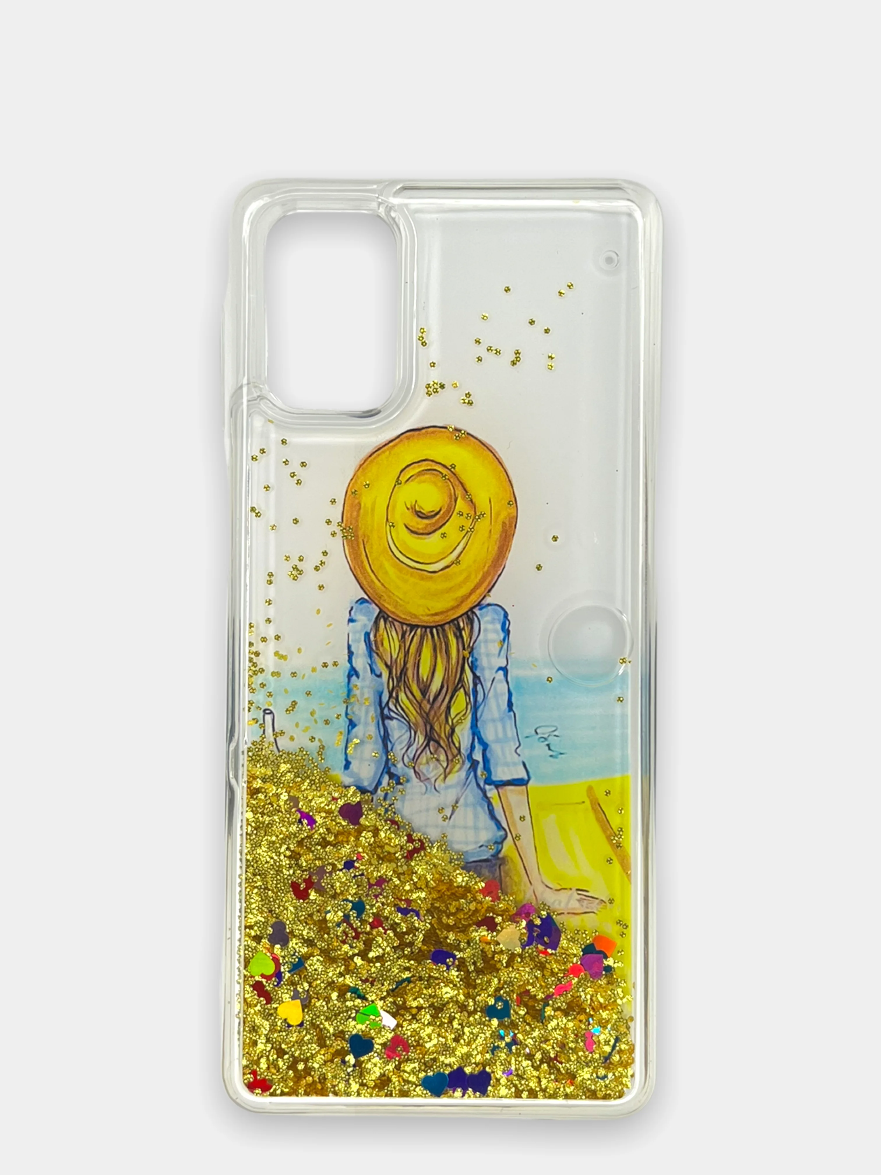 Золотой чехол Samsung Galaxy M31s, Галакси М31с силиконовый переливающийся жидкий с блестками