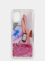 Розовый чехол Samsung Galaxy M31s, Галакси М31с силиконовый переливающийся жидкий с блестками