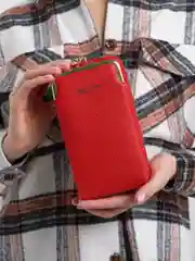 Красный женская сумка-клатч для телефона, через плечо, из кожи