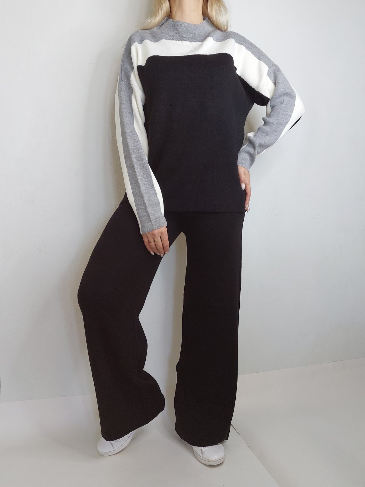 Женский костюм на высокий рост, повседневный трикотажный костюм двойка:брюки и свитер купить по цене 2290 ₽ в интернет-магазине KazanExpress