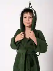 Зеленый халат детский,  махровый, хлопок