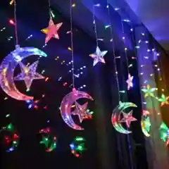 Светодиодная интерьерная гирлянда занавес Led  "Месяц и Звезды" 3х1 метр