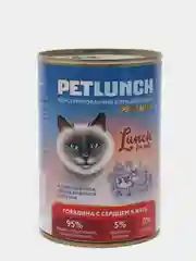 Корм для кошек Lunch for pets говядина с сердцем, кусочки в желе, консервы 400 гр